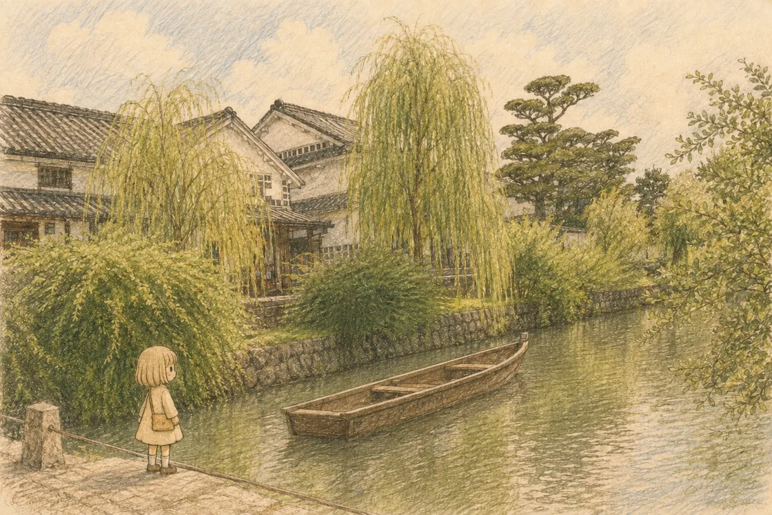 倉敷市の旅日記の挿絵