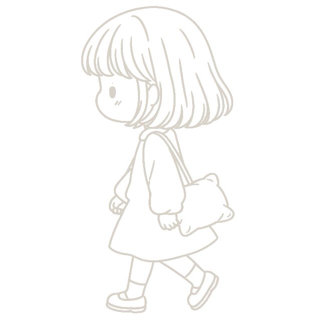 ゆっくり歩く、ねむたびの案内役の女の子